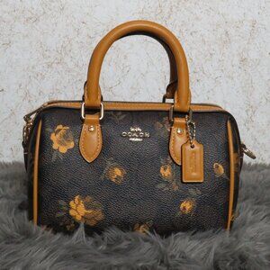 Coach Mini Rowan Crossbody in Signature Floral Canvas (Walnut)